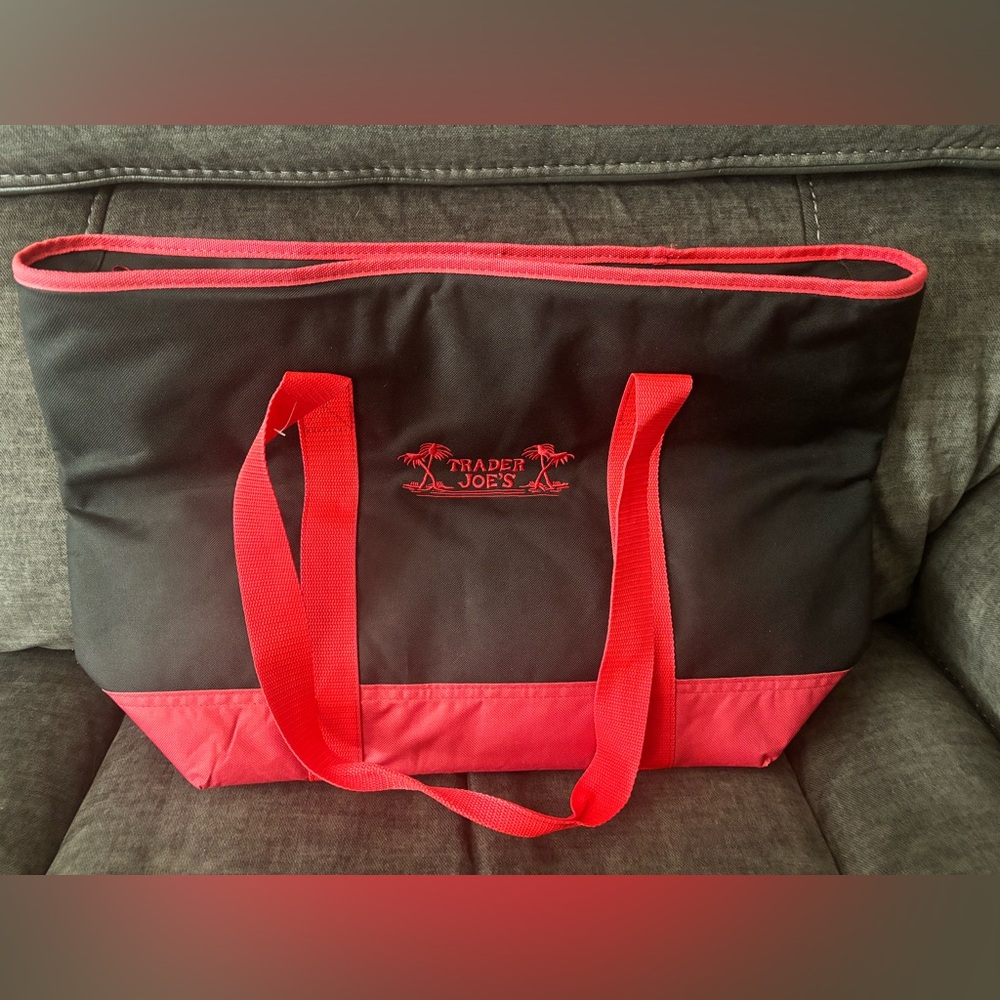 Trader Joe’s Black and Red large insulated Tote Bag